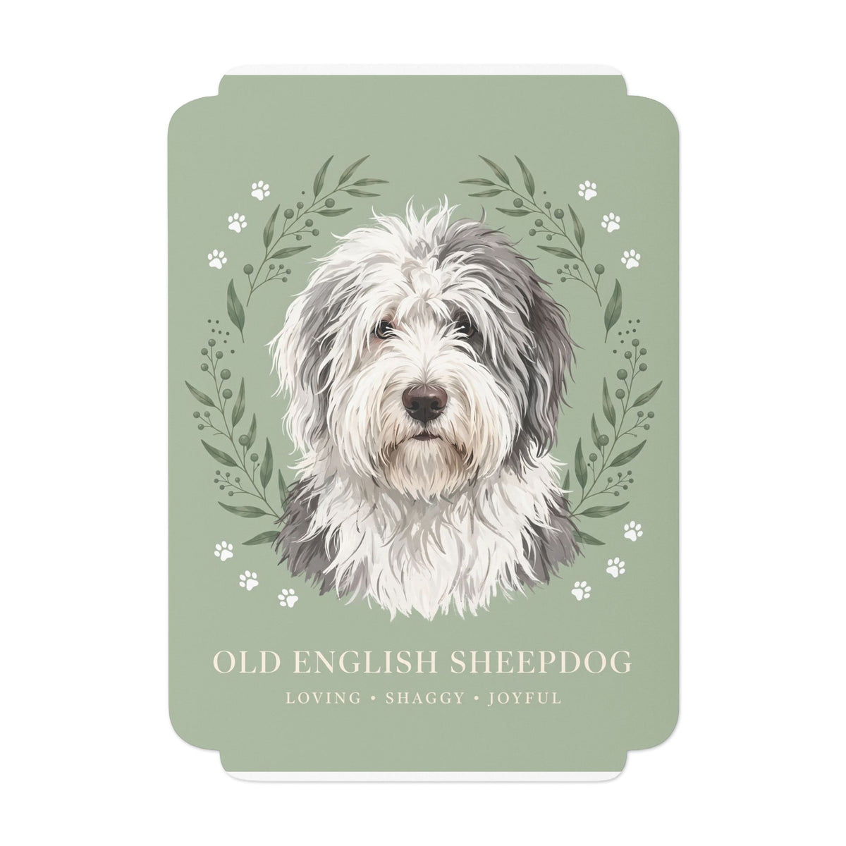 Old English Sheepdog Flat Greeting Card | DeMichele Homewares
