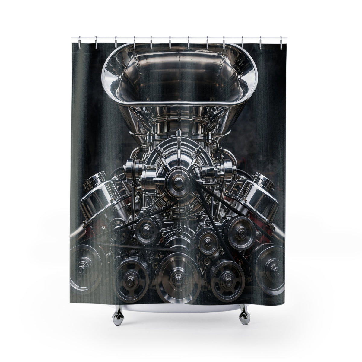 Supercharger Engine Shower Curtain | DeMichele Homewares