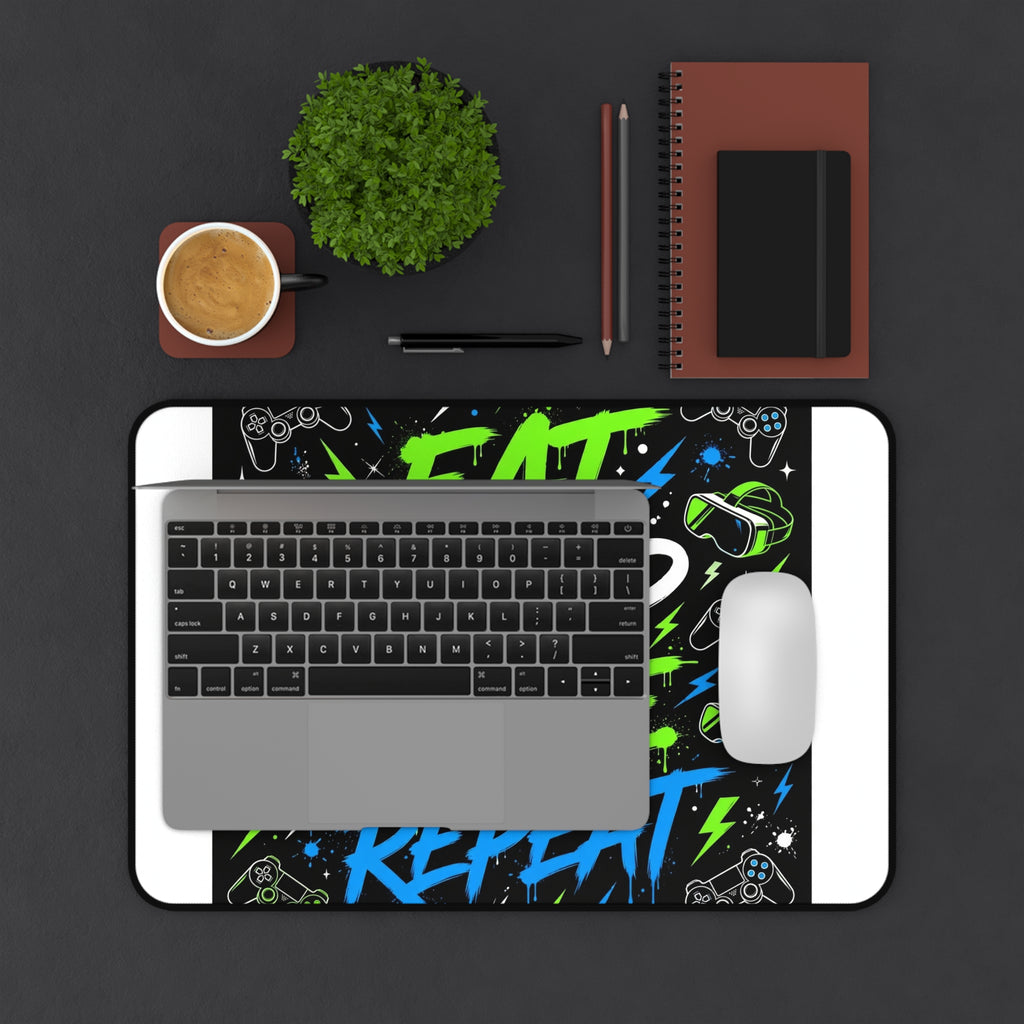 Eat Sleep Game Repeat Gaming Desk Mat
