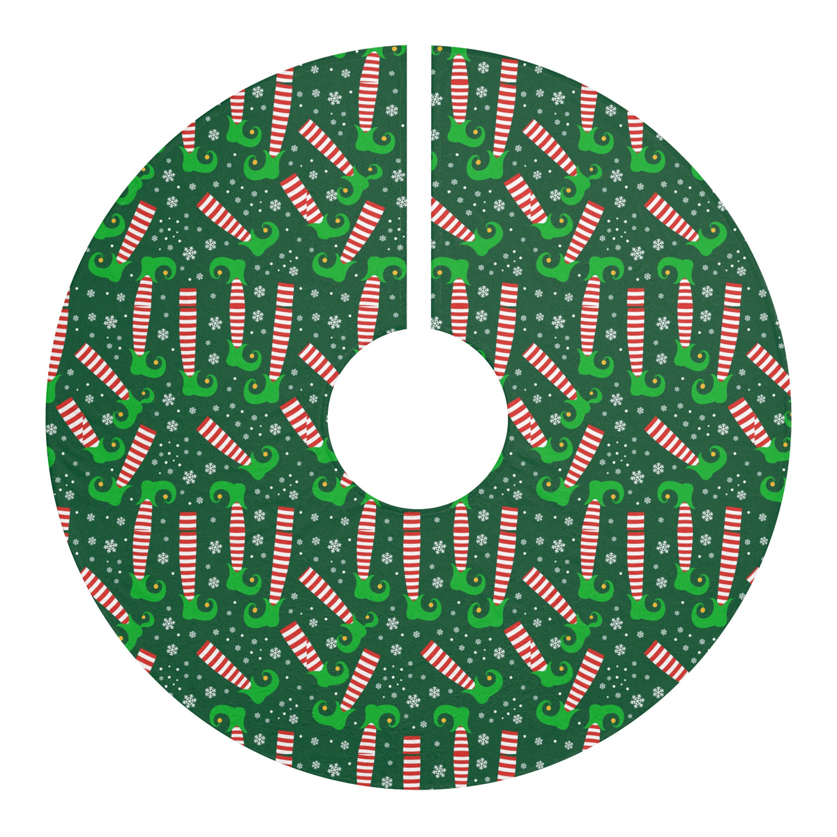 Christmas Tree Skirt – Festive Elf Legs and Candy Canes Holiday Tree Decor | DeMichele Homewares