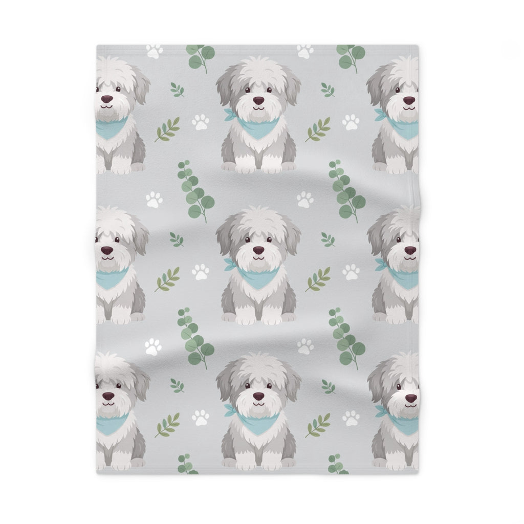 Soft Fleece Baby Blanket with Cute Shaggy Dog Pattern | DeMichele Homewares