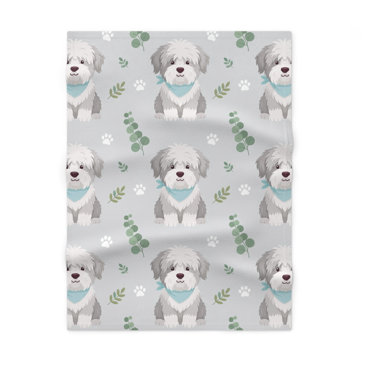 Soft Fleece Baby Blanket with Cute Shaggy Dog Pattern | DeMichele Homewares