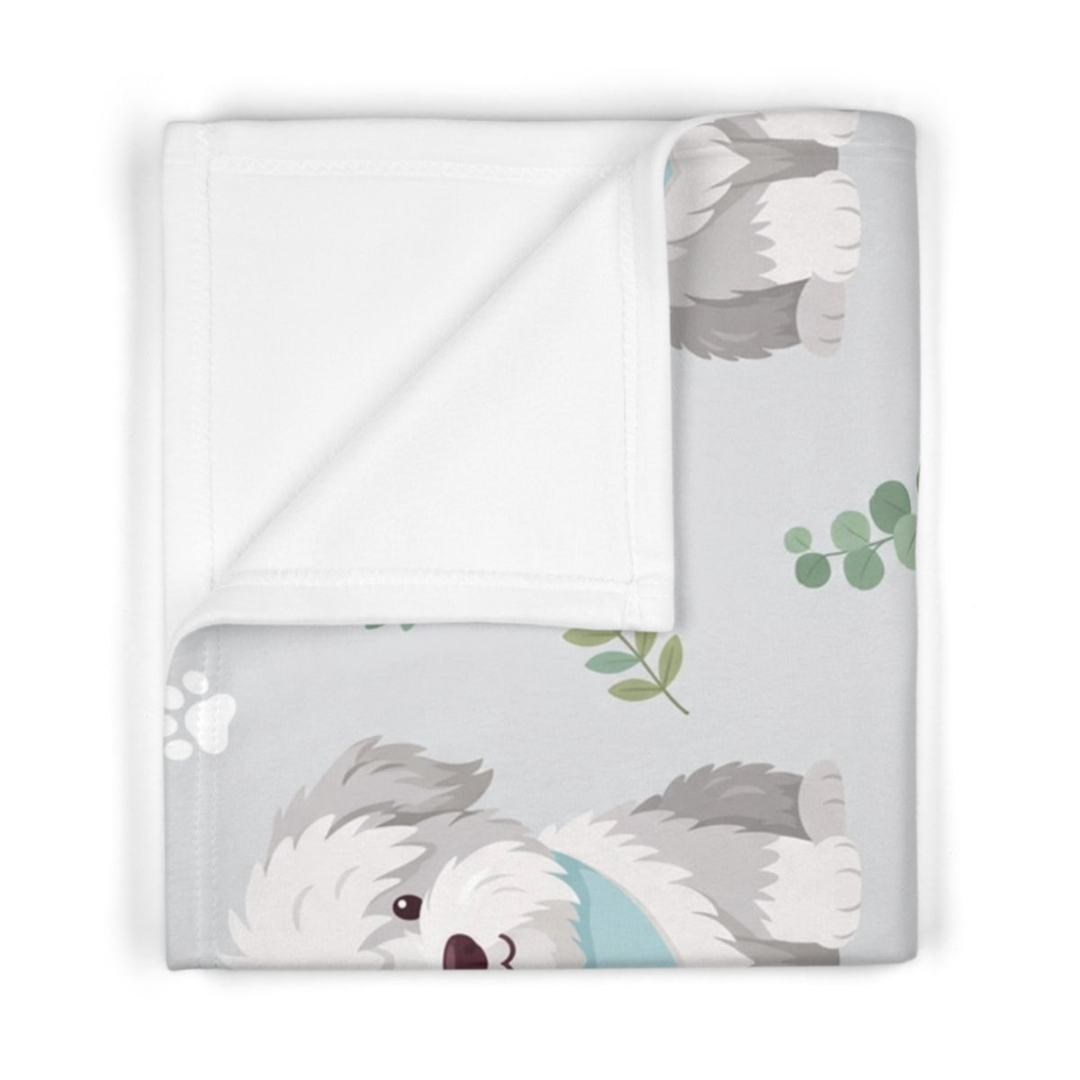 Soft Fleece Baby Blanket with Cute Shaggy Dog Pattern | DeMichele Homewares