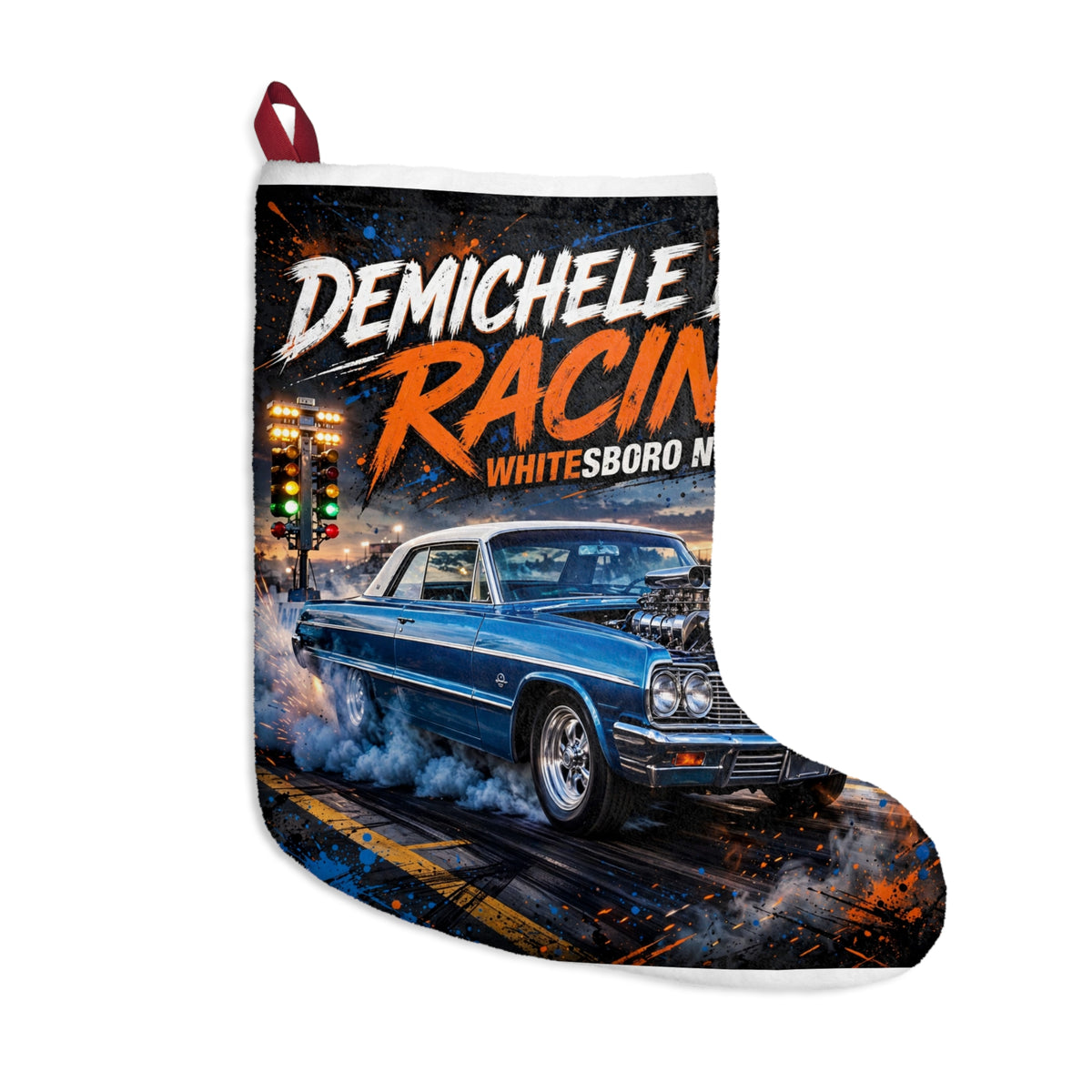 Christmas Stocking – DeMichele Bros Racing Classic Car Design | DeMichele Homewares