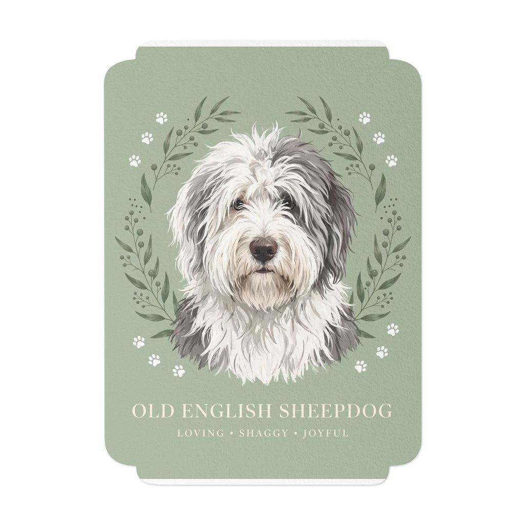 Old English Sheepdog Flat Greeting Card | DeMichele Homewares