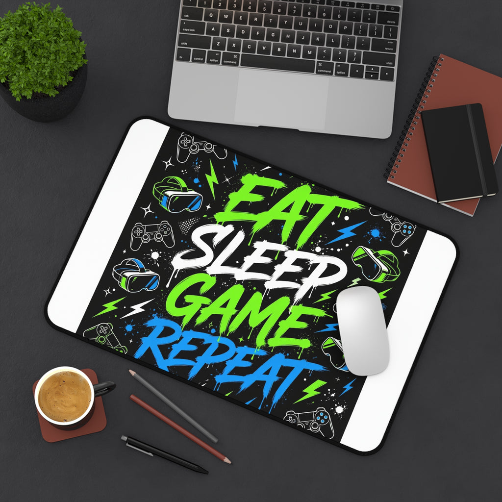 Eat Sleep Game Repeat Gaming Desk Mat