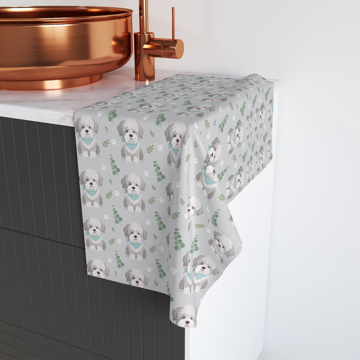 Shaggy Dog Pattern Hand Towel | DeMichele Homewares
