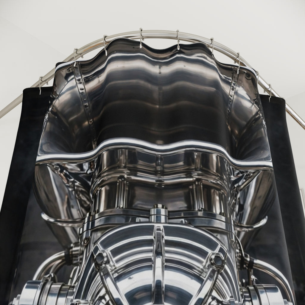 Supercharger Engine Shower Curtain | DeMichele Homewares