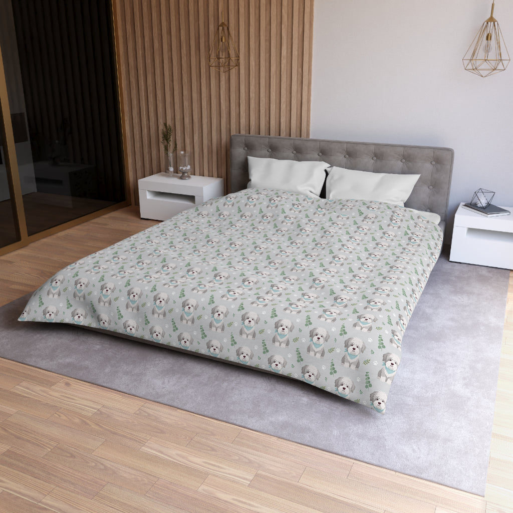 Shaggy Dog Pattern Microfiber Duvet Cover | DeMichele Homewares