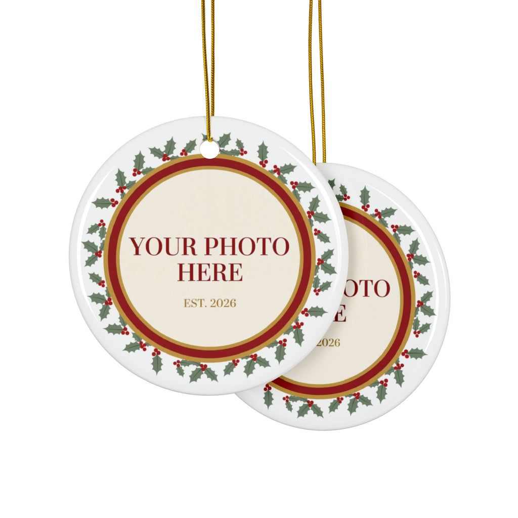 Personalized Photo Ornament — Your Photo in a Holly Frame