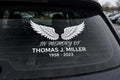 In Memory Of personalized memorial car window decal with angel wings