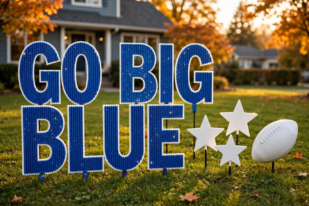 GO BIG BLUE Yard Letter Set | DeMichele Yard Cards — fancy finish
