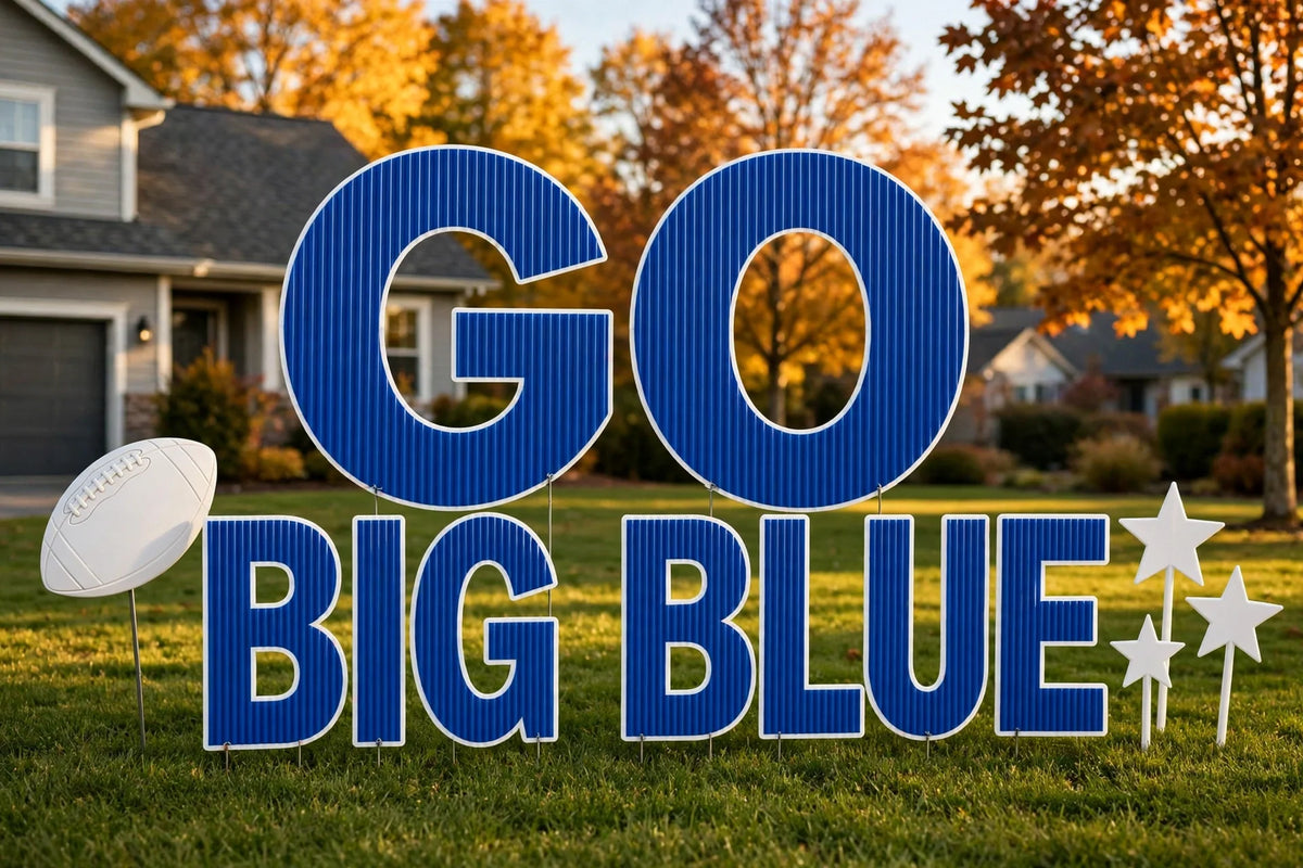 GO BIG BLUE Yard Letter Set | DeMichele Yard Cards